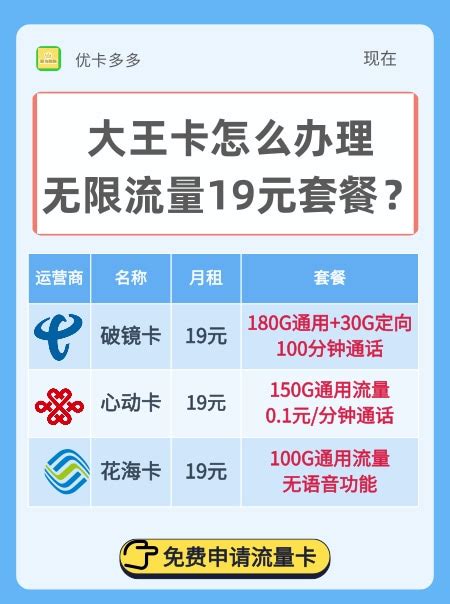 大王卡怎么办理无限流量19元套餐？只需4个步骤！ 优卡多多