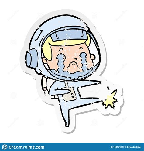 Autocollant Afflig D Un Astronaute Pleurant De Bande Dessin E