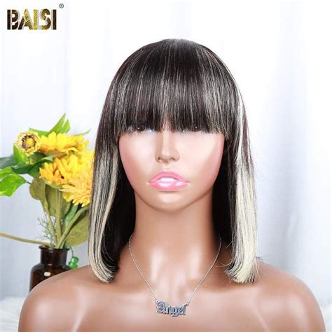 BAISI COUPE CHINOISE NOIR MIX BLONDE SANS LACE PERRUQUE BOB LISSE AVEC