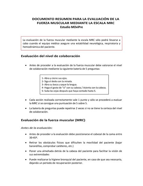 Protocolo Evaluación Fuerza Muscular Escala Medical Research Council