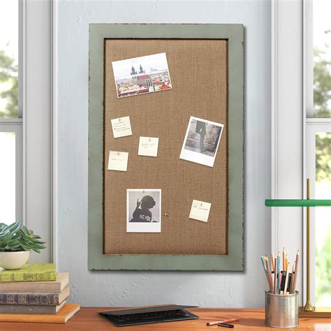 SOFE Linen Bulletin Board 18 X 29 Inches Wood Frame Fabric Pin Board