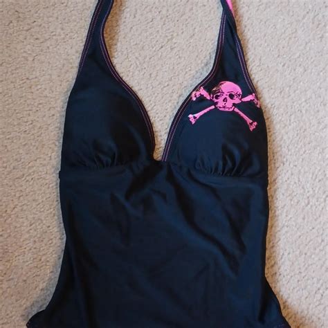Black And Hot Pink Swimsuit With A Depop