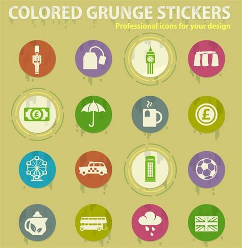 Premium Vector England Colored Grunge Icons