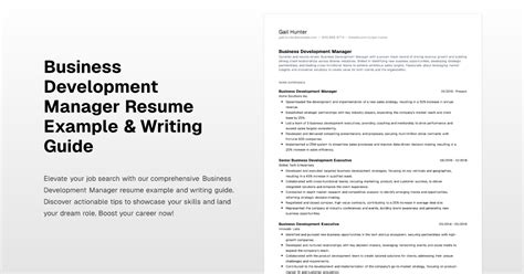 Business Development Manager Resume Example And Writing Guide