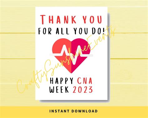 Instant Download Thank You For All You Do Happy Cna Week 2023 Etsy