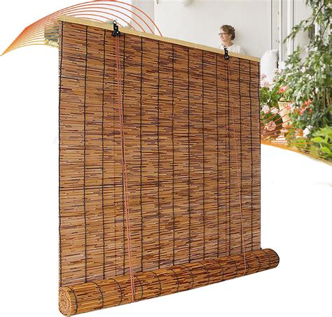 Ocazi Outdoor Blinds Roll Up Shade Bamboo Blinds Reed Roller Blinds Retro Roman