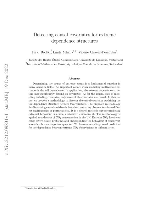 Pdf Detecting Causal Covariates For Extreme Dependence Structures