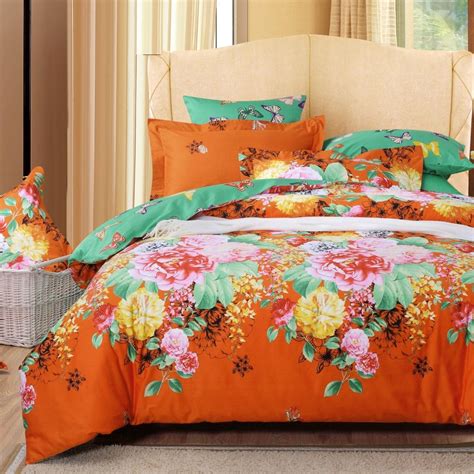 Orange And Green Cezanne Garden Luxury Southwestern Flower Print Full