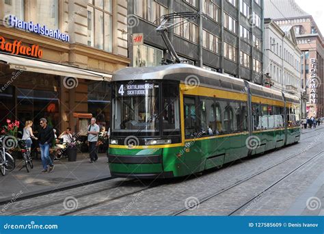 City Tram On The Main Street In Helsinki Editorial Stock Image Image