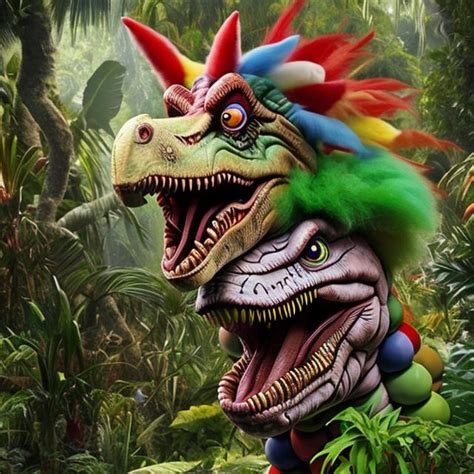 Anthropomorphic Dinosaur Clown In Full Clown Costume Openart