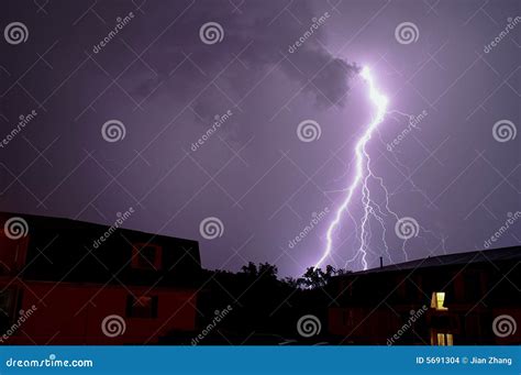 Purple Lightning stock photo. Image of purple, strike - 5691304