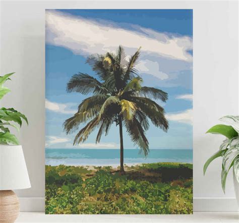 Peinture Paysage Palmier Sur La Plage Tenstickers