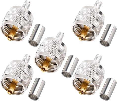 Voanzo Pack Of Pl Pl Uhf Male Crimp Coax Connectors Rf Adapter