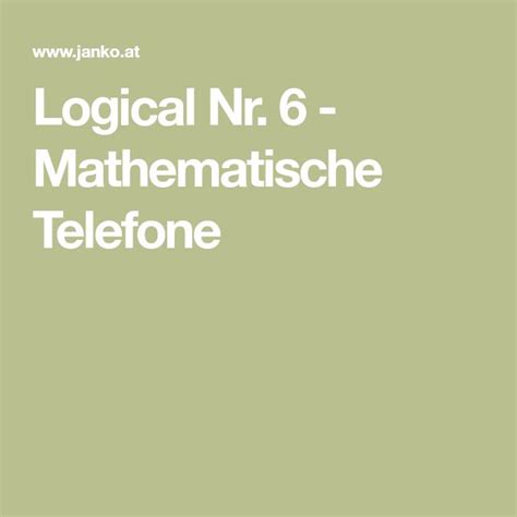 Logical Nr 6 Mathematische Telefone Logik rätsel Mathematik