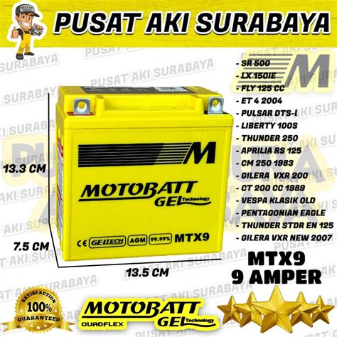 Jual Asli Gel Motobatt Mtx Ah Accu Kering Mf Motor Suzuki Thunder