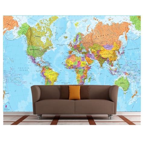 Mapa Mundi Adesivo Gg Papel De Parede 5m² Gigante Gg40 Colorido Madeiramadeira