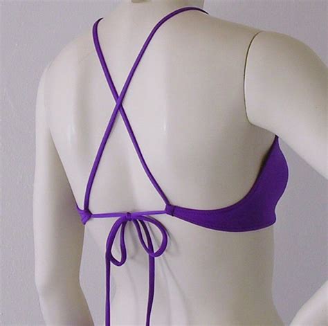 High Neck Teardrop X Back Halter Bikini Top In Red Yellow Etsy