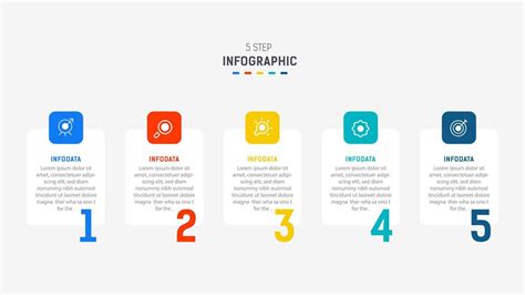 Five Step Infographic Design Element Template For Presentation Info