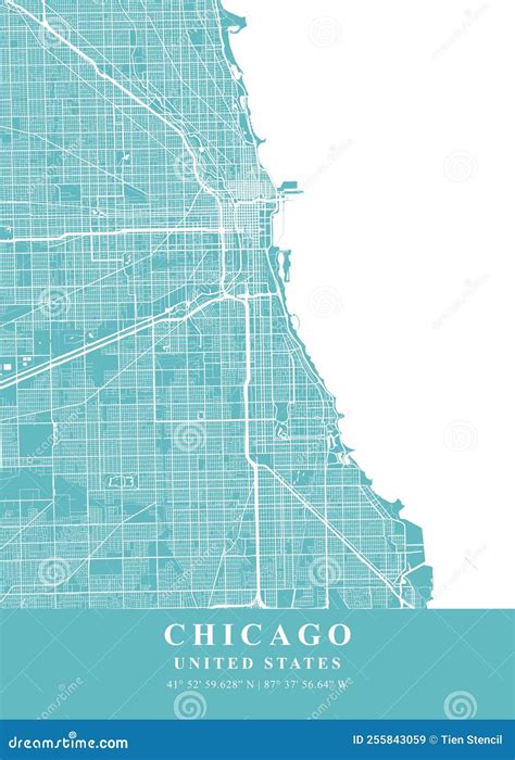 Chicago - United States Beach Plane Map Stock Illustration - Illustration of symmetry, design ...