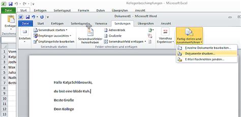 Serienbrief Mit Microsoft Word Und Excel Um Kollegen Zu Beschimpfen