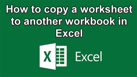 How To Copy A Worksheet To Another Workbook In Excel Excel Tutorial