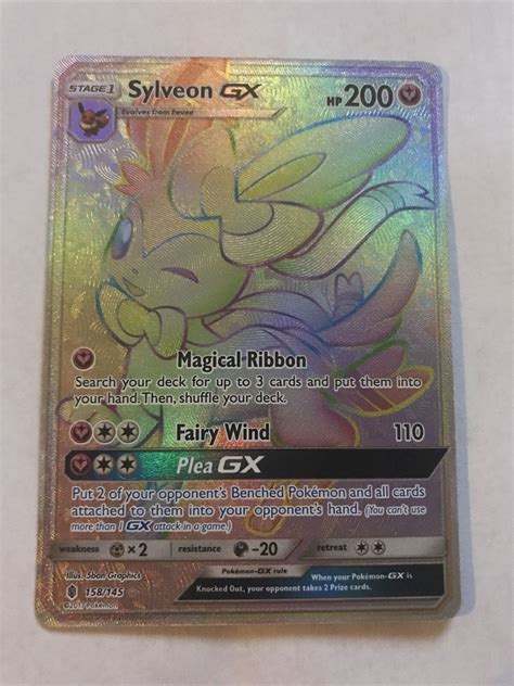 Pokemon Card Sylveon GX Rainbow SM Guardians Rising 158 145 Secret