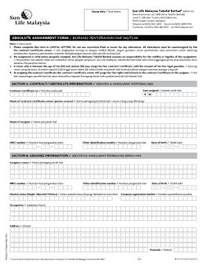 Fillable Online Absolute Assignment Form Borang Penyerahan Sun