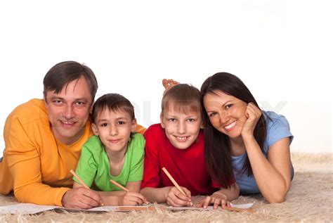 Lykkelig Familie Tegning Stock Foto Colourbox