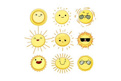 Sun Character Set Cartoon Vector Illustr Graphic by pikepicture ...