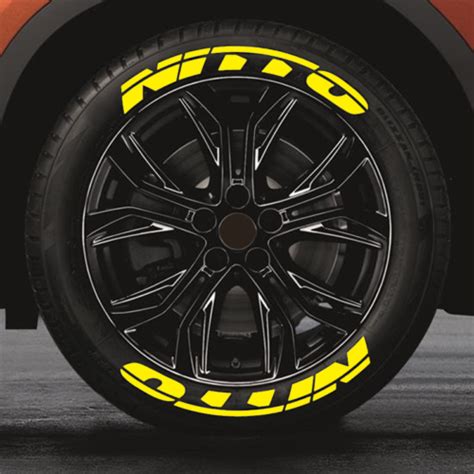 Yellow NITTO Permanent Tire Lettering Sticker Rubber 1 38 15 24