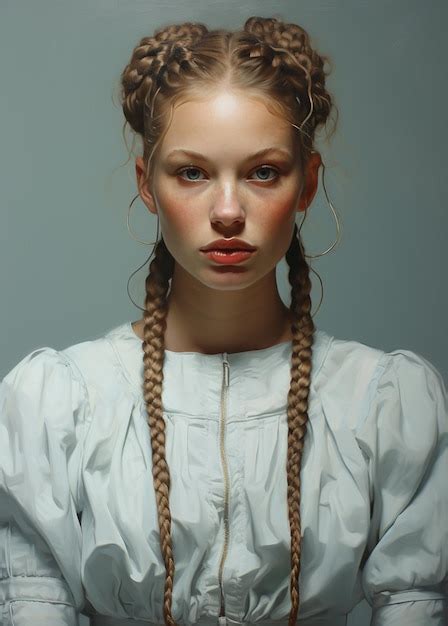 Premium Photo Arafed Portrait Of A Woman With Braids And A White