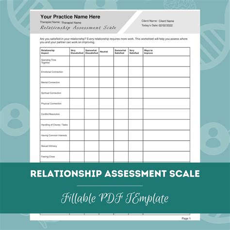 Relationship Assessment Scale Editable Fillable Pdf Template For Counselors Psychologists