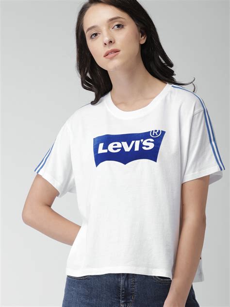 Buy Levis Women White Printed Round Neck Pure Cotton T Shirt 39389 0033