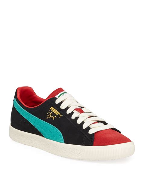 Puma Men S Clyde Colorblock Suede Platform Low Top Sneakers Neiman Marcus