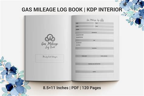 Gas Mileage Log Book KDP INTERIOR Graphic By H T Hut Creative Fabrica