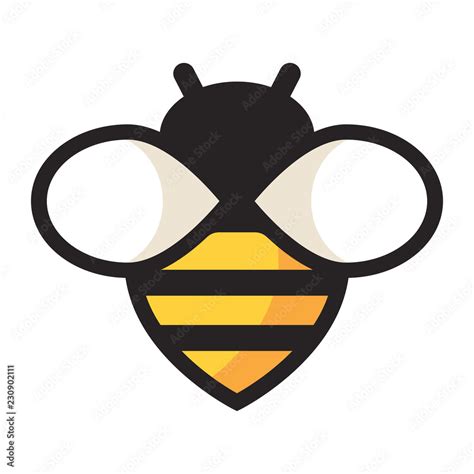 Simple Flat Honey Bee Icon Isolated On White Stock Vector Adobe Stock