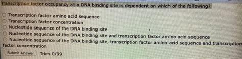 Solved Transcription Factor Occupancy At A DNA Binding Site Chegg