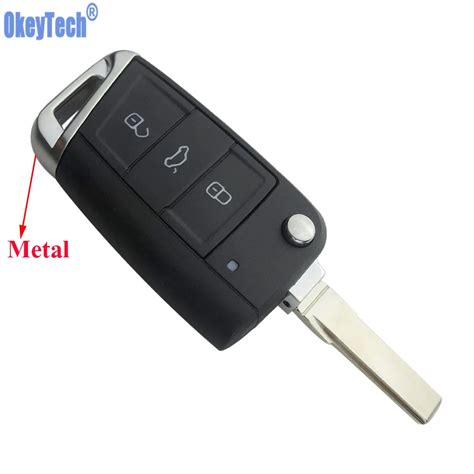 OkeyTech New 3 Buttons Flip Folding Car Key Shell Fob For Volkswagen VW