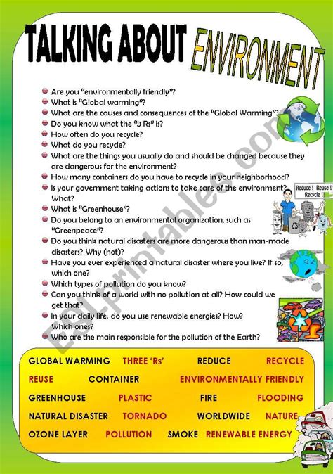 Talking About Environment Esl Worksheet By Arualzurc