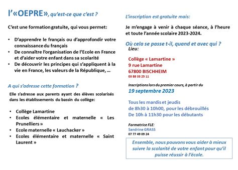 Cours De Fran Ais Pour Les Parents Dispositif Ouverture De L Cole