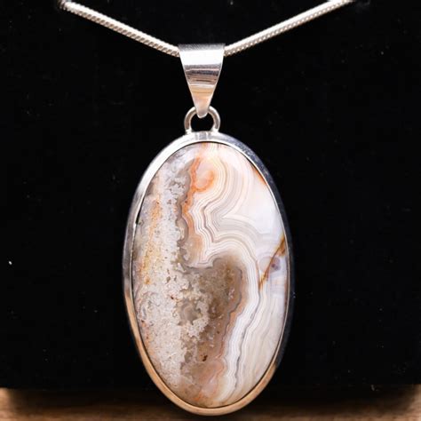 Pendentif En Argent Et Pierre Agate Crazy Lace