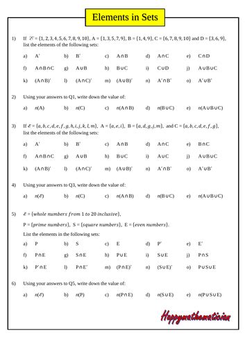 Introducing Set Theory With Answers Teaching Resources