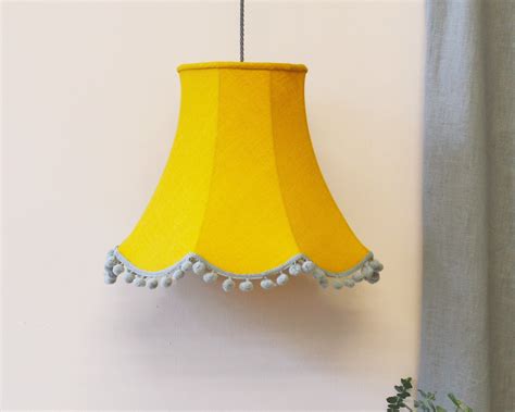 Yellow Linen Hanging Lampshade Etsy Hanging Lamp Shade Lamp Diy