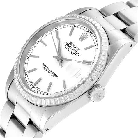 Rolex DateJust White Dial Oyster Bracelet Steel Mens Watch 16220