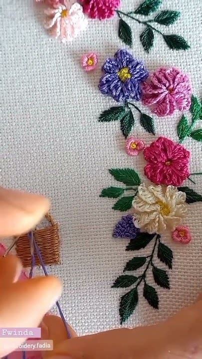 طريقة التطريز سلة الورد تطريزيدوي تطريزاسماء الطرز Embroidery