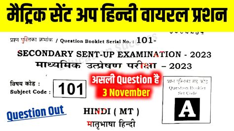 Bihar Board Matric Hindi Sent Up Question Answer Th Hindi