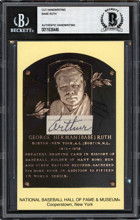 Babe Ruth Handwritten Arthur Card Beckett