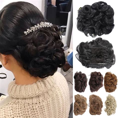 Cheap Large Comb Clip In Curly Hair Extension Synthetic Hair Pieces Chignon Women Updo Cover