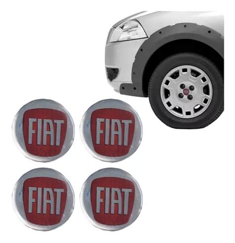 Emblema Adesivo Calota Fiat Vermelho Resinado Kit Unid Mercadolivre