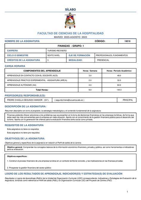 Juen Es El Mismo De Qu Eno Se Que SÍlabo Facultad De Ciencias De La